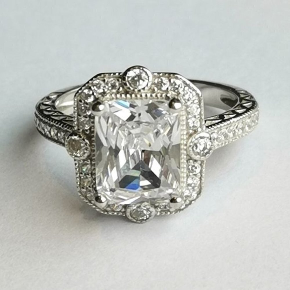 Sterling silver cz engagement cocktail ring size 7 ๐